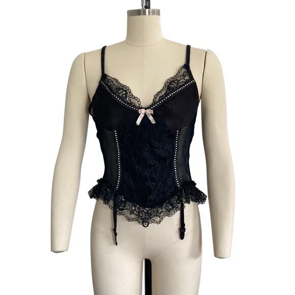 Vintage Nan Flower Black Lace Corset Bustier Style Top - Picture 1 of 8